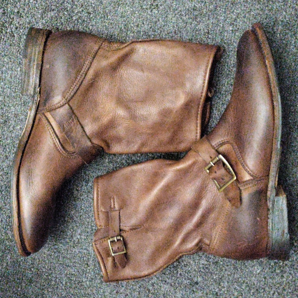 Vintage Shoe Company Brown Leather Buckle Ankle Boots made in USA - Picture 2 of 11